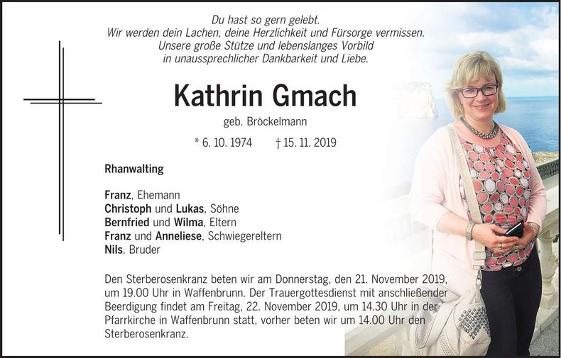 Traueranzeige Kathrin Gmach