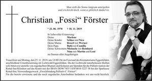 Traueranzeige Christian Förster