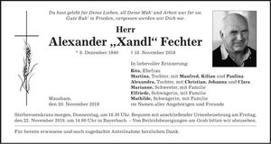 Traueranzeige Alexander Fechtner