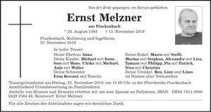 Traueranzeige Ernst Mälzner