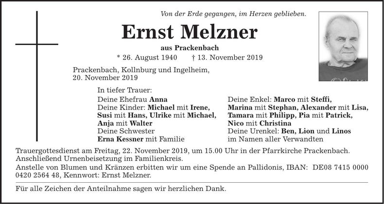 Traueranzeige Ernst Mälzner