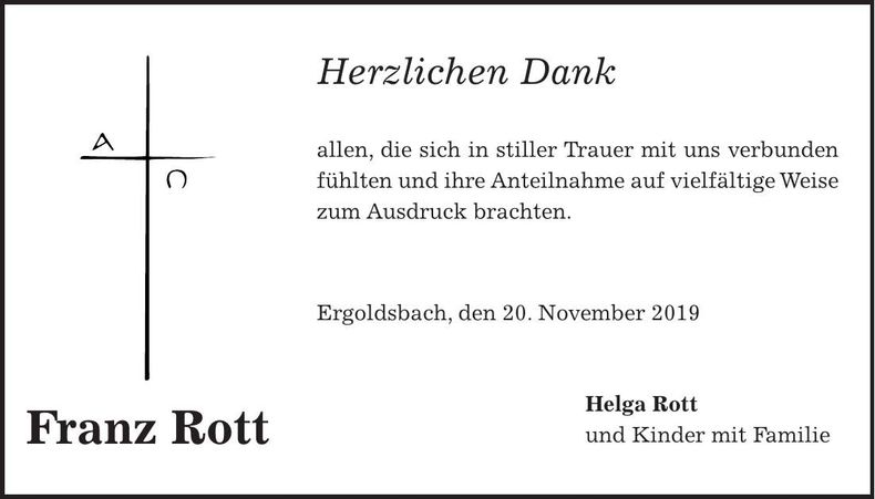 Traueranzeige Franz Rott