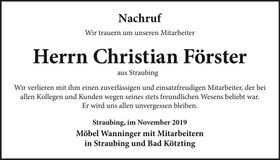 Traueranzeige Christian Förster