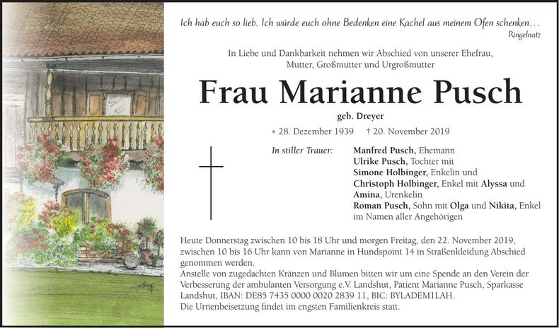 Traueranzeige Marianne Pusch