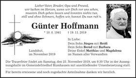 Traueranzeige Günter Hoffmann