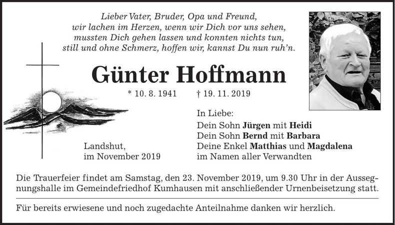 Traueranzeige Günter Hoffmann