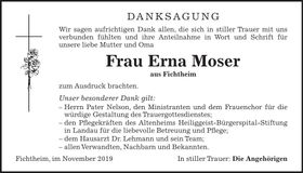 Traueranzeige Erna Moser