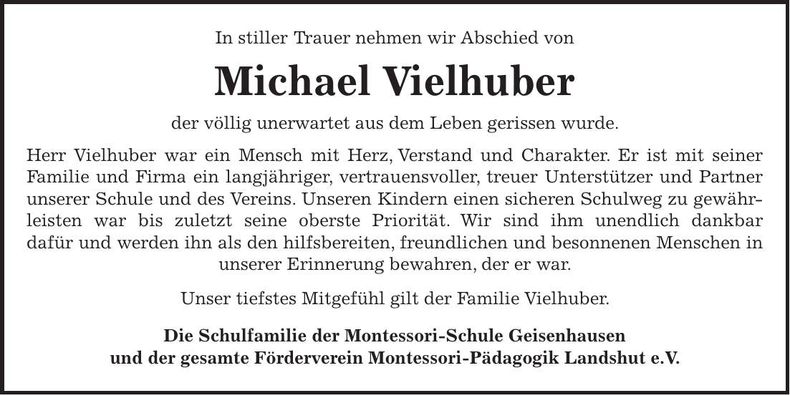Traueranzeige Michael Vielhuber