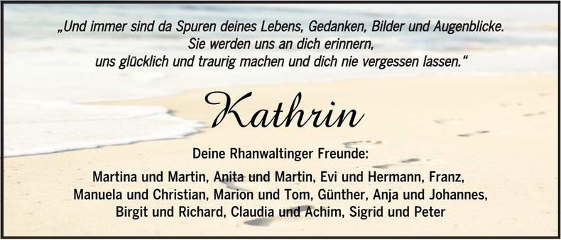 Traueranzeige Kathrin Gmach