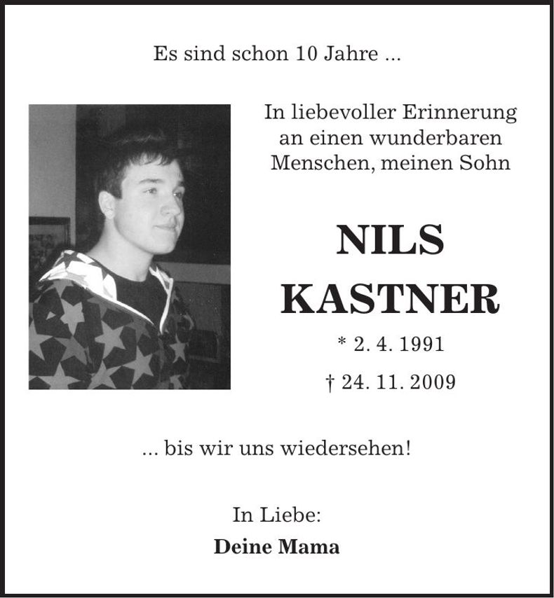 Traueranzeige Nils Kastner