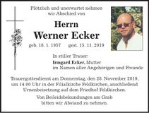 Traueranzeige Werner Ecker
