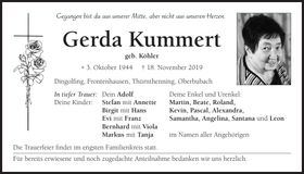 Traueranzeige Gerda Kummert