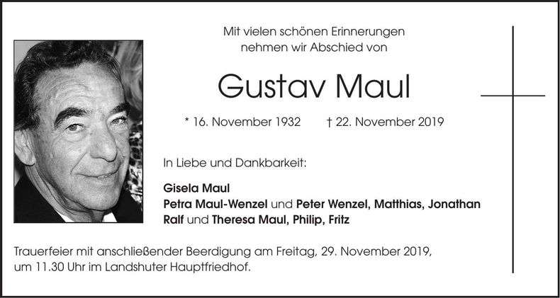 Traueranzeige Gustav Maul