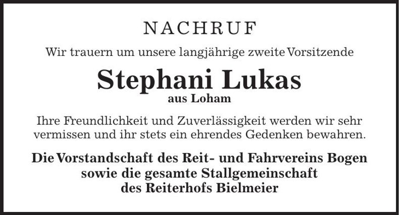 Traueranzeige Stephani Lukas