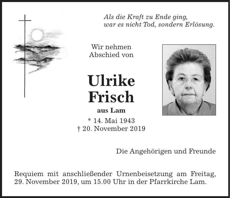 Traueranzeige Ulrike Frisch