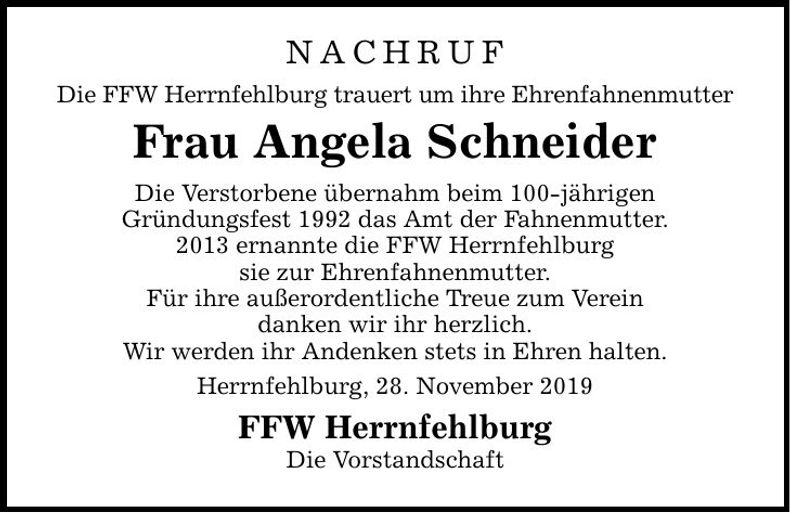 Traueranzeige Angela Schneider