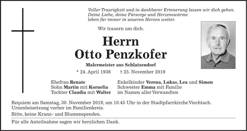 Traueranzeige Penzkofer Otto