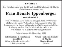 Traueranzeige Renate Ippenberger