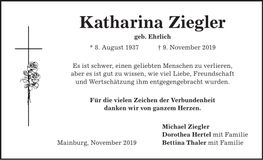 Traueranzeige Katharina Ziegler