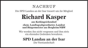 Traueranzeige Richard Kasper