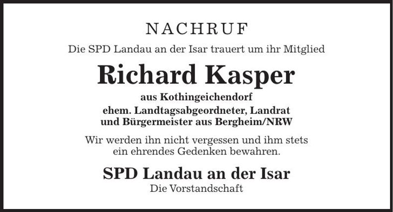 Traueranzeige Richard Kasper