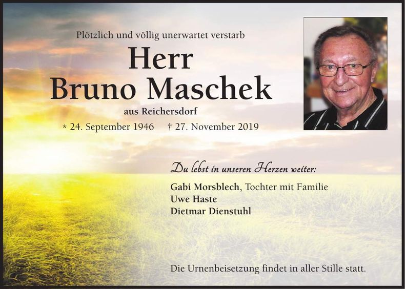 Traueranzeige Bruno Maschek