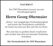 Traueranzeige Georg Obermaier