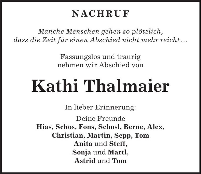 Traueranzeige Katharina Thalmaier