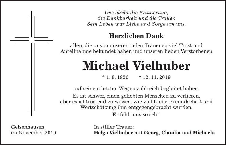 Traueranzeige Michael Vielhuber