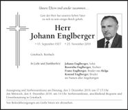 Traueranzeige Johann Englberger
