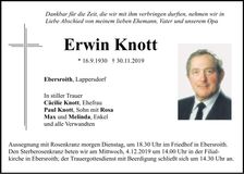 Traueranzeige Erwin Knott