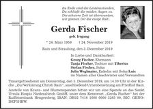 Traueranzeige Gerda Fischer