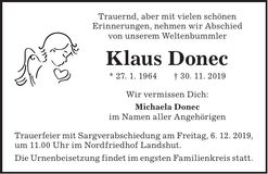 Traueranzeige Klaus Donec