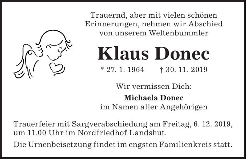 Traueranzeige Klaus Donec