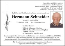 Traueranzeige Hermann Schneider