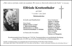 Traueranzeige Elfriede Krottenthaler