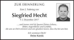 Traueranzeige Siegfried Hecht