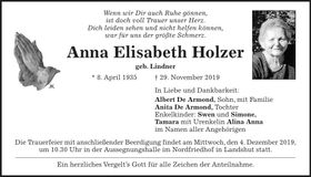 Traueranzeige Anna Elisabeth Holzer
