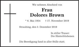 Traueranzeige Dolores Brown