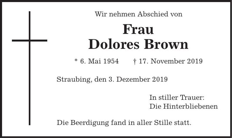 Traueranzeige Dolores Brown
