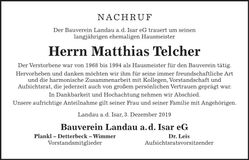 Traueranzeige Matthias Telcher