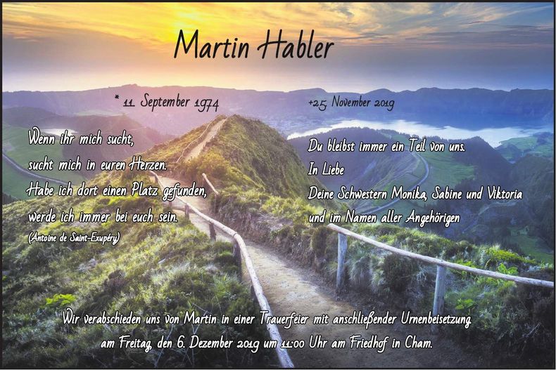 Traueranzeige Martin Habler