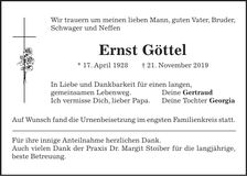 Traueranzeige Ernst Göttel