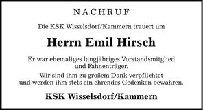 Traueranzeige Emil Hirsch