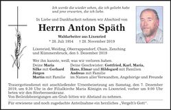 Traueranzeige Anton Späth