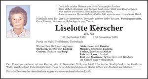 Traueranzeige Liselotte Kerscher