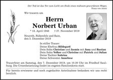 Traueranzeige Norbert Urban