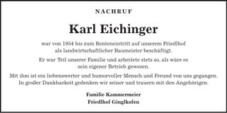 Traueranzeige Karl Eichinger