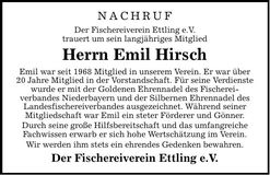Traueranzeige Emil Hirsch