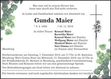Traueranzeige Gunda Maier
